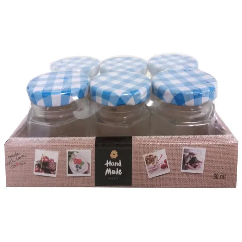 Mini weckpotje met metaal blauw deksel 50 ML